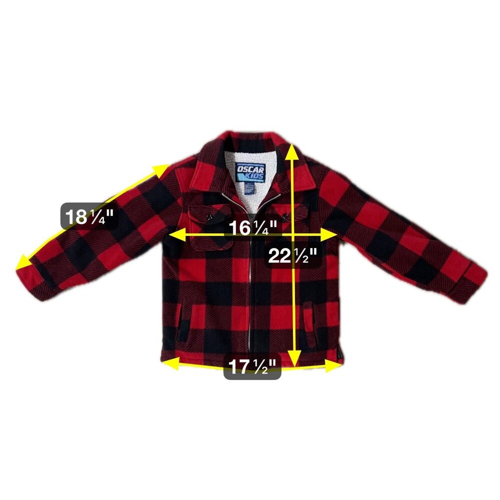 Vintage Buffalo Plaid Fleece Coat Jacket Red Black Checkered Sherpa Lining - Picture 6 of 6